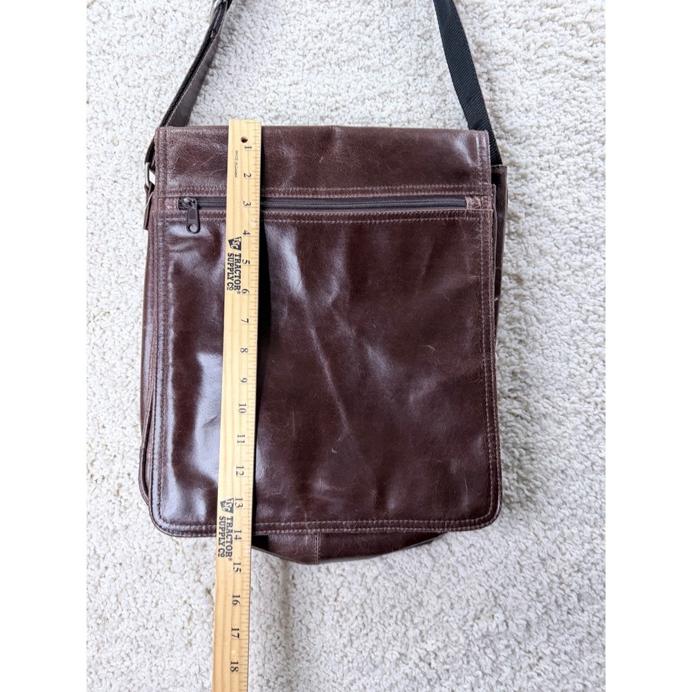 Wilsons Leather Messenger Bag Mens OS Brown Crossbody Laptop Work Bag - Picture 3 of 14